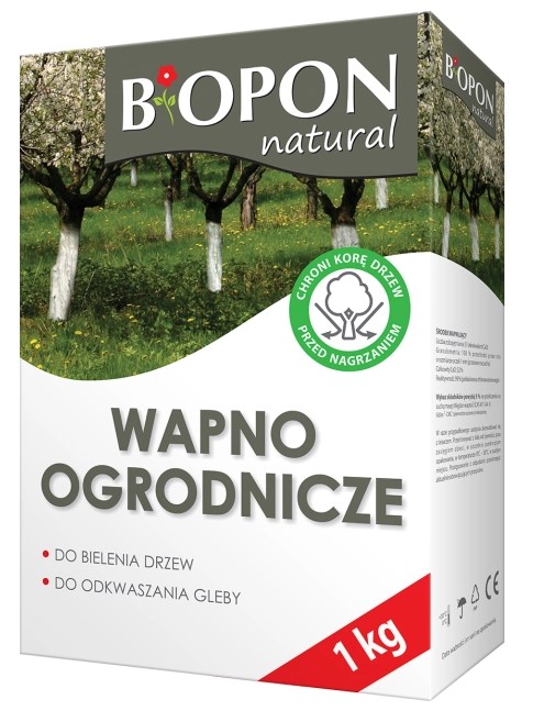Biopon Wapno ogrodnicze 1 kg – do bielenia pni drzew i odkwaszania gleby